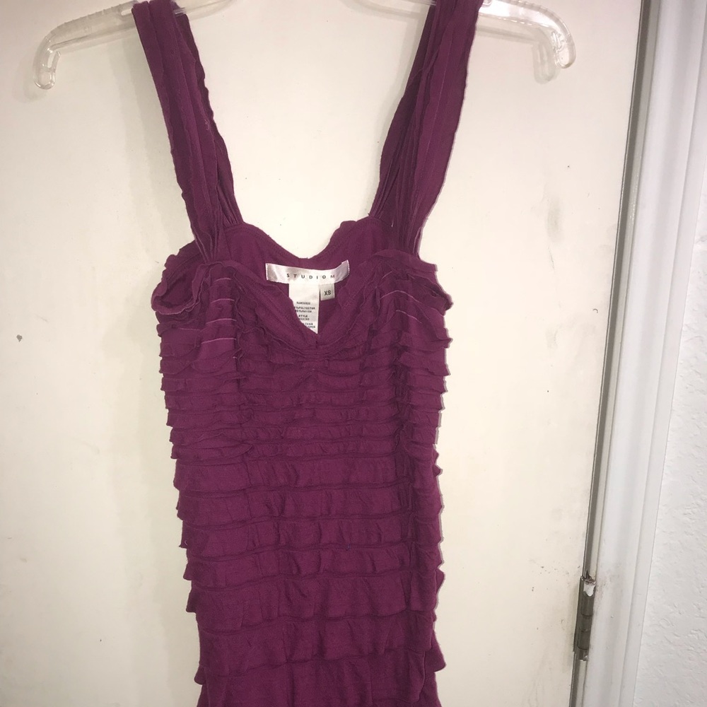 Burgandy/purple mini dress.
